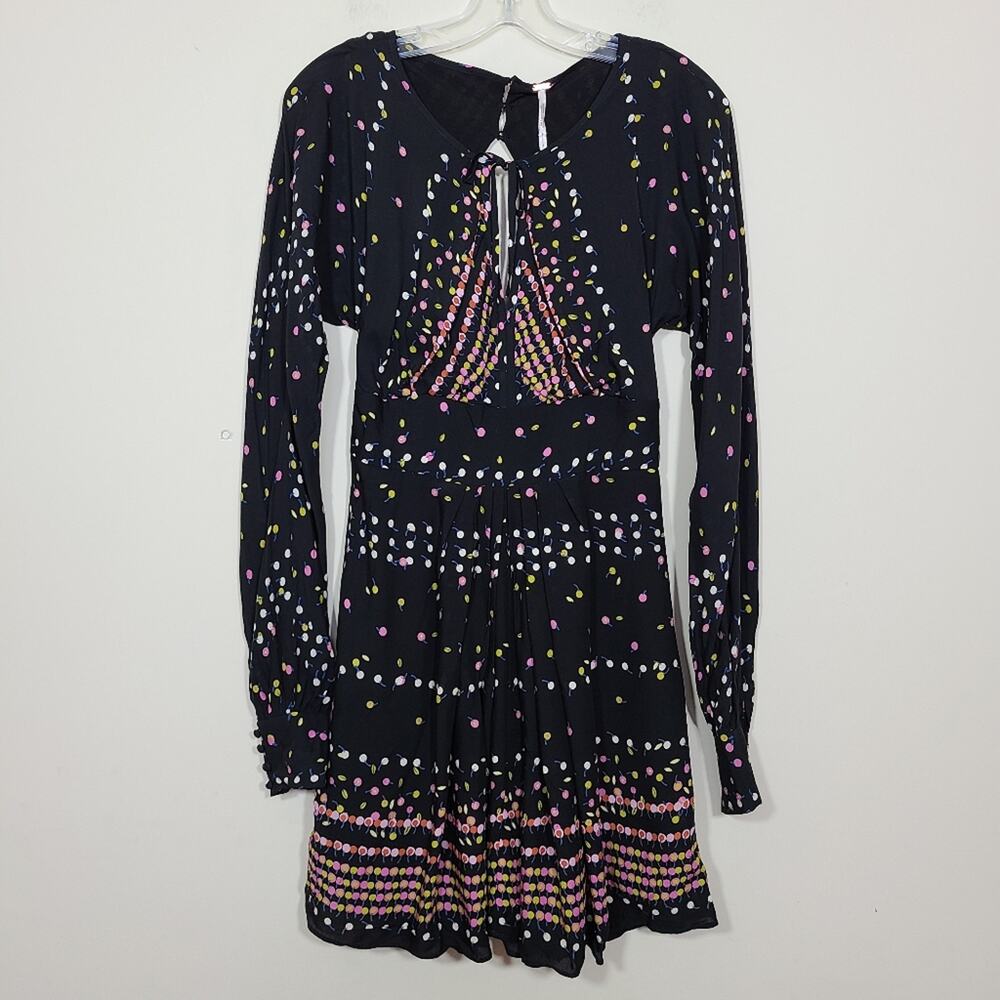 Free People Coryn  Black Combo Long Sleeves Dress Size 2